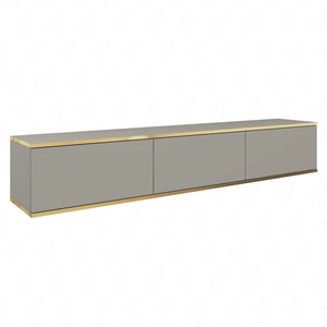 TV-Lowboard Luxury 175 cm Grau Begeistert Liebhaber eleganter Arrangements Korpus verziert mit einer goldenen Leiste stilvolle geriffelte Front