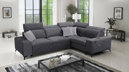 Ecksofa mit Schlaffunktion Kelly Sleek II graphit rechts elegantes Ecksofa für Wohnzimmer aus strapazierfähigem Webstoff