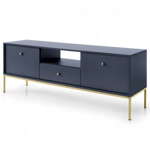 TV-Schrank Mono 154 cm Dunkelblau Elegante Stilistik schlichte Form mit goldenen metallischen Elementen