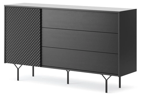 Kommode Adamant 144 cm schwarz graphit modernes Design Originalmöbel mit gefräster Front geräumiges Schubladensystem