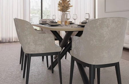 Lyon Tisch 90x185 cm Eiche lindberg / schwarz stilvoller Esstisch auf Designer-Spinnenbeinen höhenverstellbar