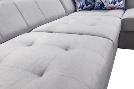 Ecksofa mit Schlaffunktion Hampton III navy blau rechts bequemes Ecksofa aus glattem und weichem Samtstoff