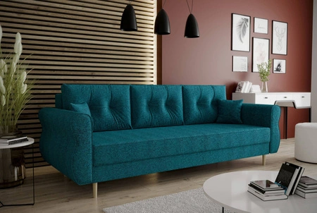 Wilkins Sofa mit Schlaffunktion blau elegantes Sofa für Wohnzimmer im skandinavischen Stil geschwungene Seiten verleihen Charakter