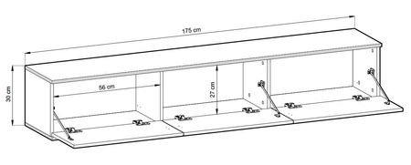 TV-Lowboard Luxury 175 cm Weiß Minimalistisches Design Korpus verziert mit einer goldenen Leiste begeistert Liebhaber eleganter Arrangements