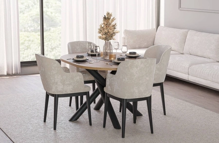 Lyon Tisch 100x138 cm artisan Eiche / schwarz stilvoller Esstisch auf Designer Spider Beinen höhenverstellbar