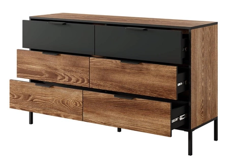 Dover 137 cm Kommode Kastanie / Anthrazit modernes Design ausdrucksstarke Farben der Kommode kombiniert mit Metallzubehör