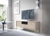 TV-Schrank Mono 154 cm Beige Minimalistisches Design schlichte Form mit goldenen metallischen Elementen stilvoller Griff