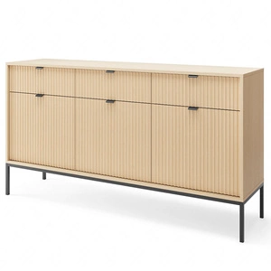 Kommode mit Schubladen Lovro 154 cm Eiche Vicenza Designerkommode mit dekorativen geriffelten Fronten perfekt für das Wohnzimmer