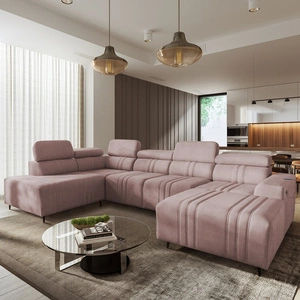 Ecksofa mit Schlaffunktion Castel VI rosa rechts komfortables und elegantes Ecksofa mit zwei Bettkästen