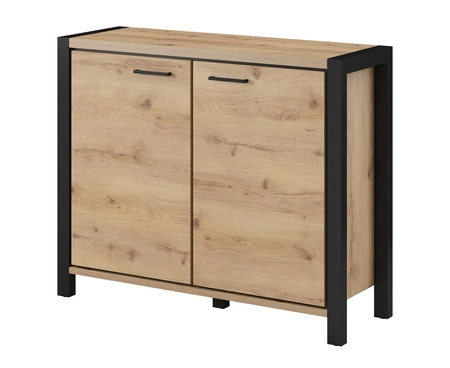 112 cm Activ Kommode Eiche Taurus / Schwarz Stilvolle Kommode für das Wohnzimmer Hochwertige Verarbeitung Ideal für moderne Innenräume