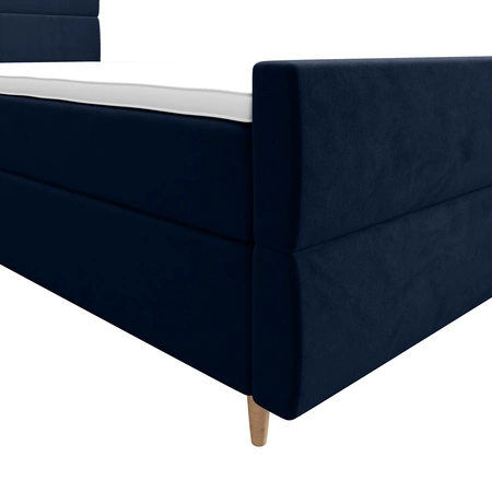 Boxspringbett Benet 100x200 dunkelblau Bett im modernen skandinavischen Stil mit gepolstertem Kopf- und Fußteil Bett mit Staukasten
