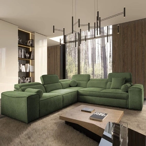 Ecksofa mit Schlaffunktion Viano III grün links stilvolles Ecksofa mit Bettzeugcontainern perfekt für moderne Interieurs