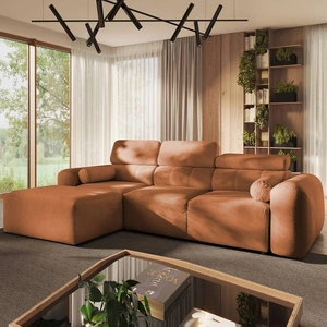 Ecksofa mit Schlaffunktion Cantare ziegelrot linke Ecke funktionelles und bequemes Ecksofa mit modernem Design Plüschstoff