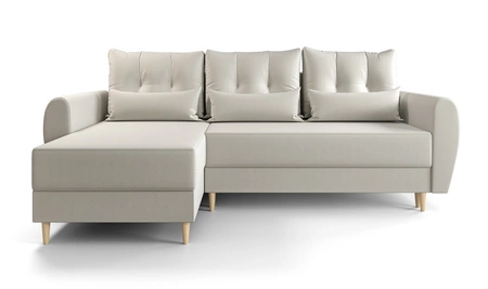 Ecksofa mit Schlaffunktion Rovigo creme links elegantes Ecksofa in skandinavischer Form großer Bettkasten