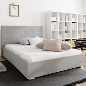 Bejar Polsterbett 160x200 grau mit Kopfteil im modernen Stil ideal für Schlafzimmer