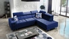Ecksofa mit Schlaffunktion Hampton VII navy blue rechtes Ecksofa für Zimmer aus Samtstoff mit glatter Oberfläche