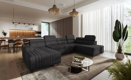 Ecksofa mit Schlaffunktion Castel VI graphit links komfortables und elegantes Ecksofa mit zwei Bettkästen