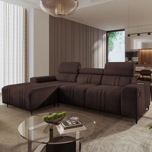 Ecksofa mit Schlaffunktion Castel braun linke Ecke komfortables und stilvolles Schlafsofa mit Bettzeugcontainer