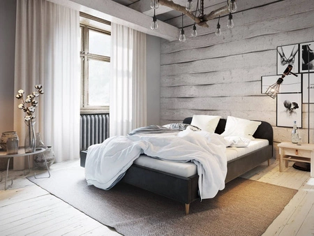 Ivrea 160x200 schwarz gepolstertes Bett mit Kopfteil im modernen Stil ideal für Schlafzimmer