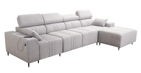 Ecksofa mit Schlaffunktion Castel XII beige rechte Seite stilvolles und bequemes Ecksofa für Wohnzimmer funktionelle verstellbare Kopfstützen