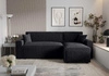 Ecksofa mit Schlaffunktion Brandon Bis schwarz rechte Seite weicher Stoff mit charakteristischer Schlingenoberfläche Bettzeugbehälter