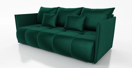 Sofa mit Schlaffunktion Selva Flaschen grün funktionelles Wohnzimmersofa mit Bettzeugbehälter aus weichem Samtstoff