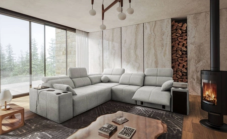 Ecksofa mit Schlaffunktion Tesalia III Lux Esche grau rechts Ecksofa mit ausziehbarem Fußteil Schiebefunktion der Rückenlehne