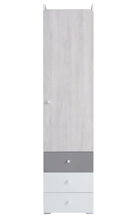 Bücherregal mit Schubladen Arona 45 cm weiß / Eiche wilton weiß / grau ideal für das Jugendzimmer funktional und geräumig