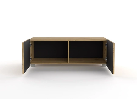 RTV Schrank Colder 100 cm Eiche Handwerker mit der Möglichkeit der Aussetzung stilvolle geriffelte Front elegante Form der Möbel in einem modernen Stil