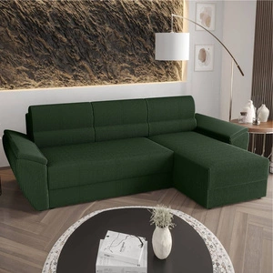 Ecksofa mit Schlaffunktion Fogu II grün rechtsseitig stilvolles Ecksofa mit bequemen Armlehnen und einem Bettkasten