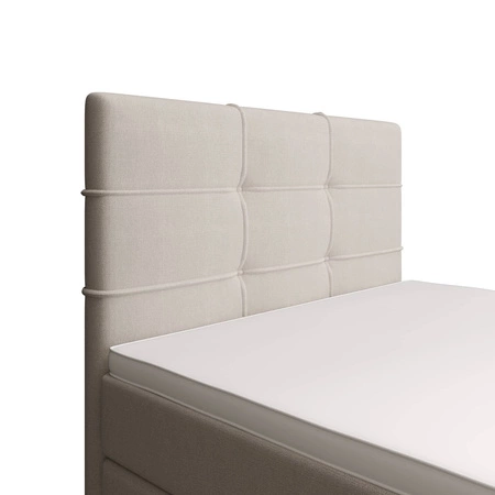 Boxspringbett Fresno 100x200 beige im modernen skandinavischen Stil mit gepolstertem Kopfteil Bett mit Staukasten
