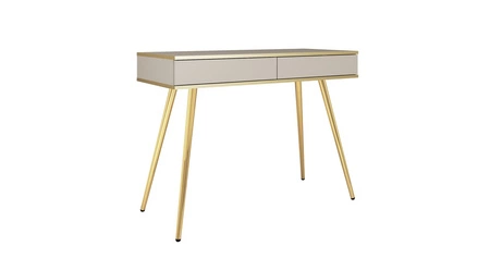 Luxuriöse beige Konsole mit Schubladen stilvolle und elegante Schminktisch auf hohen Beinen unterstützt Körper mit Gold trimmen gekrönt