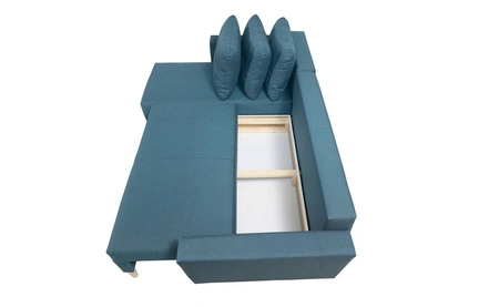 Ecksofa mit Schlaffunktion Telsze grün oliv universal elegantes Ecksofa in skandinavischer Form großes Bettzeugfach