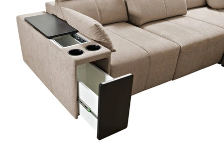 Ecksofa mit Schlaffunktion Tesalia VIII beige rechtsseitiges Komfort-Ecksofa für den Wohnbereich mit innovativer Schiebefunktion der Rückenlehne