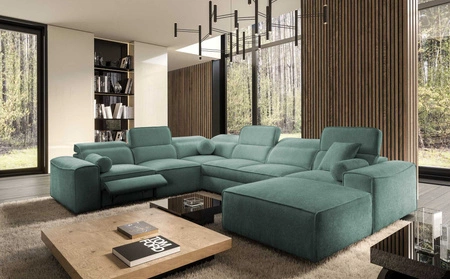 Ecksofa mit Schlaffunktion Viano VIII Lux patina rechts Design-Ecksofa mit ausziehbarem Fußteil Bettzeug-Container