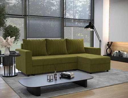Ecksofa mit Schlaffunktion Pasco grün oliv rechte Ecke Klassiker, der sich in jede Einrichtung einfügt Ziernähte