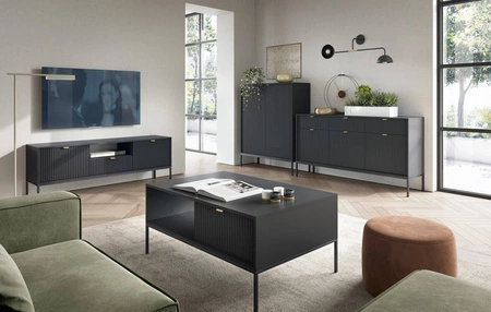 Möbel Set Lovro schwarz modernes Design Schrankwand für Wohnzimmer oder Sitzungssaal
