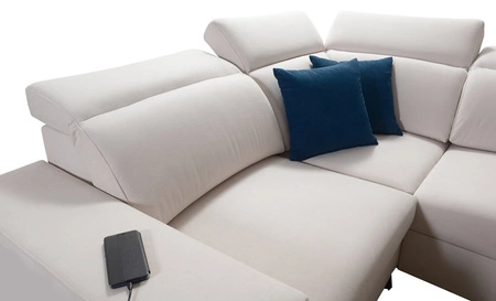 Ecksofa mit Schlaffunktion Kelly Sleek IV Arctic blau rechtsseitiges Ecksofa mit Bettkästen Webstoff