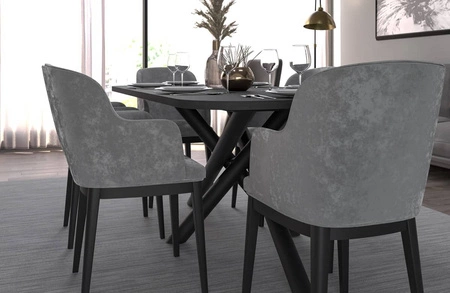 Lyon Tisch 90x185 cm portland ash / schwarz stilvoller Esstisch auf Designer-Spinnenbeinen höhenverstellbar