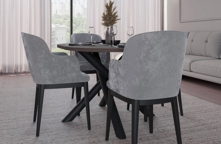 Lyon Tisch 100x138 cm wisconsin walnuss / schwarz stilvoller Esstisch auf Designer Spider Beinen höhenverstellbar