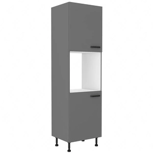 Verdi 60 DP-215 2F Küchenschrank für Einbaubackofenfronten feuchtigkeits- und beschädigungsbeständiger Schrank schwarze Metallgriffe