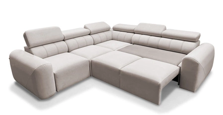 Ecksofa mit Schlaffunktion Cantare III Lux ziegelrot linke Seite stilvolles und bequemes Ecksofa für das Wohnzimmer mit hochklappbarer Fußstütze