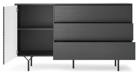 Kommode Adamant 144 cm schwarz graphit modernes Design Originalmöbel mit gefräster Front geräumiges Schubladensystem