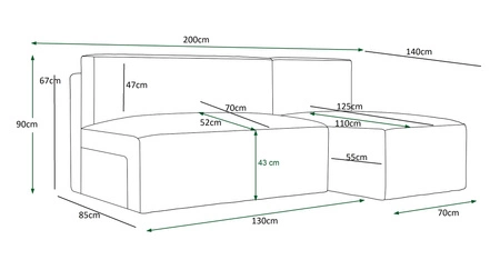 Ecksofa mit Schlaffunktion Brandon braun rechte Ecke weicher Stoff mit charakteristischer Schlingenoberfläche Bettzeugbehälter