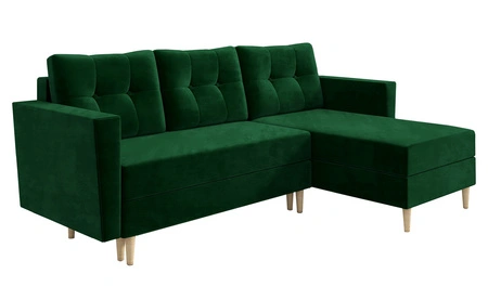 Ecksofa mit Schlaffunktion Telsze Flasche grün universal elegantes Ecksofa in skandinavischer Form großes Bettzeugfach