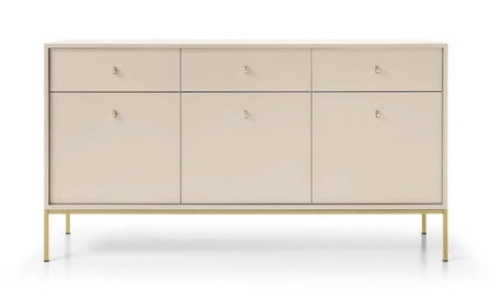 Kommode mit Schubladen Mono 154 cm Beige Minimalistisches Design stilvoller Griff schlichte Form mit metallischen goldenen Elementen