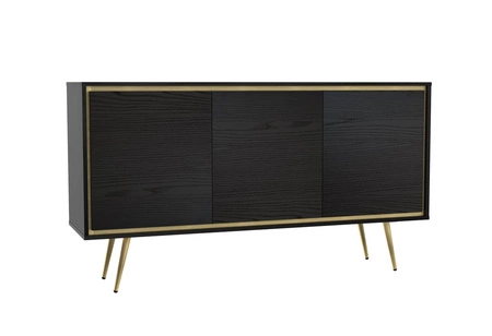 Kommode Nevea 150 cm schwarz graphit elegante Kommode für das Wohnzimmer mit originellem und interessantem Design push to open Türsystem
