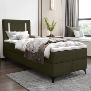 Boxspringbett Norco 90x200 grün stilvolles Bett mit Aufbewahrungsbox Beleuchtung im Kopfteil fügt eine einzigartige Note