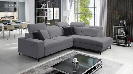 Ecksofa mit Schlaffunktion Kelly Sleek VII grau rechts geflochtenes komfortables und funktionelles Ecksofa für das Wohnzimmer