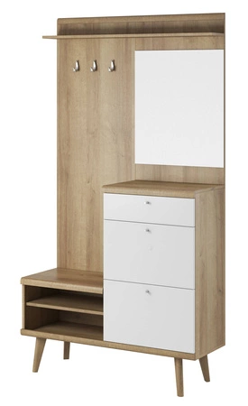 Kleiderschrank Primo 110 cm Eiche riviera / weiß modernes Design im skandinavischen Stil Kante mit Spezialfurnier veredelt
